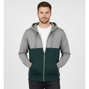 GOODFELLOW & CO. Full Zip Front Fleece Hoodie, Pockets, Men’s L, Gray Green